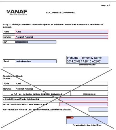 Formular confirmare anaf